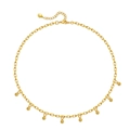 18K gold plated copper necklace with polished round beads and adjustable cable chain - KN0085/Gold Bead Embellished Cable Chain