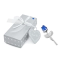 Silver Stem Rose With Silver Box / Blue