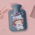 Plush cartoon hot water bottle in blue fabric cover with cute girl IP pattern - Large Blue - Little Fairy