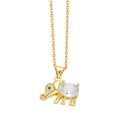 Minimalistische gouden olifant ketting met kristallen zirkoon hanger voor dames - Wit