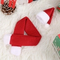 Mini Christmas hat and scarf set for wine bottle decor on plush background with pine cones - Non-woven Scarf And Wine Set