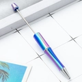 Creative DIY beaded pen with colorful UV gradient metallic finish and stainless steel rod - Fluorescent Blue Gradient
