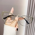 Montatura per occhiali cat-eye in metallo argento con lenti anti luce blu in stile retrò - Cornice Argentata