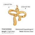 Detailed dimensions of gold stainless steel bow pendant showing 1.9cm height and 1.3g weight - Bowknot Shape (YYAC025082)