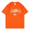 Orange Los Angeles palm tree print cotton T-shirt with a comfortable crew neck - Orange
