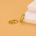 Chic gold-plated U-shaped earrings with colorful pavé cubic zirconia and large center stone - Colorful