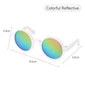 Cute white pet sunglasses for small dogs or cats featuring colorful reflective lenses - White Frame Colorful Reflective