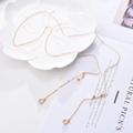 Elegant gold plated eyeglass chain with sparkling white zircon charms and anti-slip rings - Water Drop / Gold