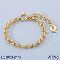 Bracciale a catena rolo in oro 18k con ciondolo a lettera B da 10mm e chiusura a molla - Oro - Lettera B (KB186365-Z)