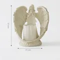 Beige Nordic angel candle holder with large electronic candle and white wings - Beige - Large Angel Candlestick (With LED Candle)