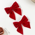 Par de elegantes pinzas para el pelo de terciopelo rojo con diseño vintage de doble capa - Rojo
