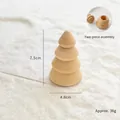 Miniature wooden Christmas tree ornament with two-piece design for festive decor - Large Segmented Jointed Style(7.5cm) / Natural Wood Color
