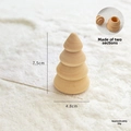 Miniature wooden Christmas tree ornament with two-piece design for festive decor - Large Segmented Jointed Style(7.5cm) / Natural Wood Color