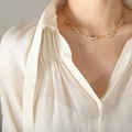 Elegante collana in acciaio dorato con pietre di zircone scintillanti a forma di cuore - Catena di Estensione 40+5CM / Oro