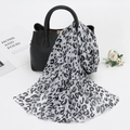 Polka dot chiffon scarf with leopard print elegantly draped over a black leather bag - XQ375 1# Grey Leopard