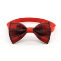 Classic red plaid bow tie for pets with adjustable red strap for dogs and cats - 1-Red Plaid Bow Tie