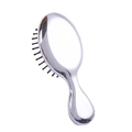Ergonomic silver chrome oval paddle brush with black bristles for scalp massage - Electroplated Bright Silver