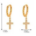 Tabella taglie dettagliata per orecchini a croce in acciaio dorato con zirconi pavé - Stile Texture Spirale (Q028) / Oro