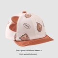 Beige and caramel baby baseball cap with cute bear print and soft brim waffle fabric - 45-48cm / Coffee Print Dinosaur