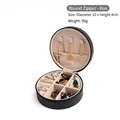Black round velvet jewelry organizer box with zipper for rings and necklaces - Round Zipper Style / Black