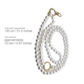 12mm pearl crossbody phone strap with 130cm length and gold metal lobster clasp - Pristine White
