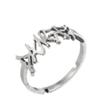 Anello aperto irregolare in acciaio inossidabile stile gothic punk argento puro - Motivo Irregolare (Gotico Traforato) / Color Acciaio