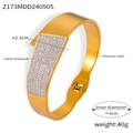 Bracciale rigido in acciaio al titanio dorato con design geometrico e strass lucidi - Stile Geometrico Largo (Z173-Oro)
