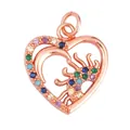 Rose gold heart pendant with crescent sun motif and colorful zircon stones - M183632R Colorful Star Moon Heart Rose Gold