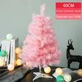 60cm pink artificial Christmas tree with 60 tips and white base for tabletop decor - 60cm Pink PVC Tree