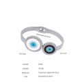 Pulsera bohemia de acero de titanio con ojo turco e incrustaciones de nácar blanco y negro - Color Acero (Z296)