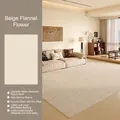Cream-colored minimalist waterproof rug with high-density weave and cotton-linen backing - S Imitation Cashmere - Rice Wool Flower / 120×160cm [brand New Waterproof Fabric]