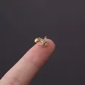 Orecchino a forma di insetto dorato con zirconi e chiusura a sfera su polpastrello - Stile Insetto Zircone Oro (354-11#G)