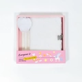 White plush notebook with lock and matching pom-pom pen in unicorn gift box - White