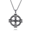 Pendentif croix celtique vintage en acier argenté vieilli avec sa chaîne torsadée fine - Pendentif (Sans Chaîne) A0413