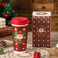 Weihnachts-Keramikbecher mit Weihnachtsmann, rotem Silikondeckel und Geschenkverpackung - 580ml / Weihnachtsmann