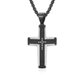 Hiphop kruis hanger ketting in zwart en zilver met bandentextuur en kleine steentjes - Zwart en Zilver Tweekleurig Kruis (Alleen Hanger)