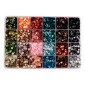 Scatola portaoggetti con paillettes multicolori per cucito creativo e decorazioni - 5mm (5g Per Scomparto) / Scatola 38