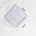 Transparent purple square plastic storage box with hinged lid, size 75mm x 73mm - Transparent Purple