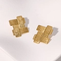 Orecchini geometrici vintage in acciaio inossidabile dorato con trama a intreccio - Oro