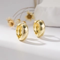 Polished gold wide hoop earrings set on a minimal background with elegant floral accents - EH796 Gold Smooth Hoop Earrings