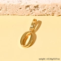 Pendentif ovale poli plaqué or 18 carats pour bijoux DIY sur fond de pierre beige - Chiffre 0