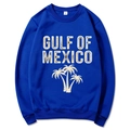 Royal blue Gulf Of Mexico beach sweatshirt with palm tree print and long sleeves - Blue