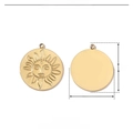 Detailed dimension guide for golden sun face pendant in stainless steel 20mm diameter - VG539x3-Gold Sun Face