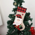 Christmas stocking with Santa Claus 3D doll and red black buffalo plaid cuff detail - Santa Claus Buffalo Plaid