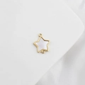 18k gold plated star pendant with white mother of pearl inlay and double loops - Double Hook Pentagram 15mm