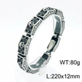 Vintage steel men's bracelet with skull engraving, 220x12mm size and 80g weight - Vintage Skull Floral Style (KB153859-KJX)