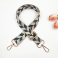 Adjustable blue grey chevron canvas shoulder strap with light gold metal swivel hooks - Light Khaki Green
