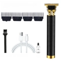 Electric hair clipper set in black and gold with 4 guide combs, USB cable and oil - Black Gold Direct Charging - Metal Body