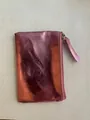 Minimalist PU leather coin purse with metallic gradient finish and zipper closure - Small / Light Purple