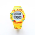 Kids digital watch in yellow with red and blue camouflage pattern and LED backlight - Yellow